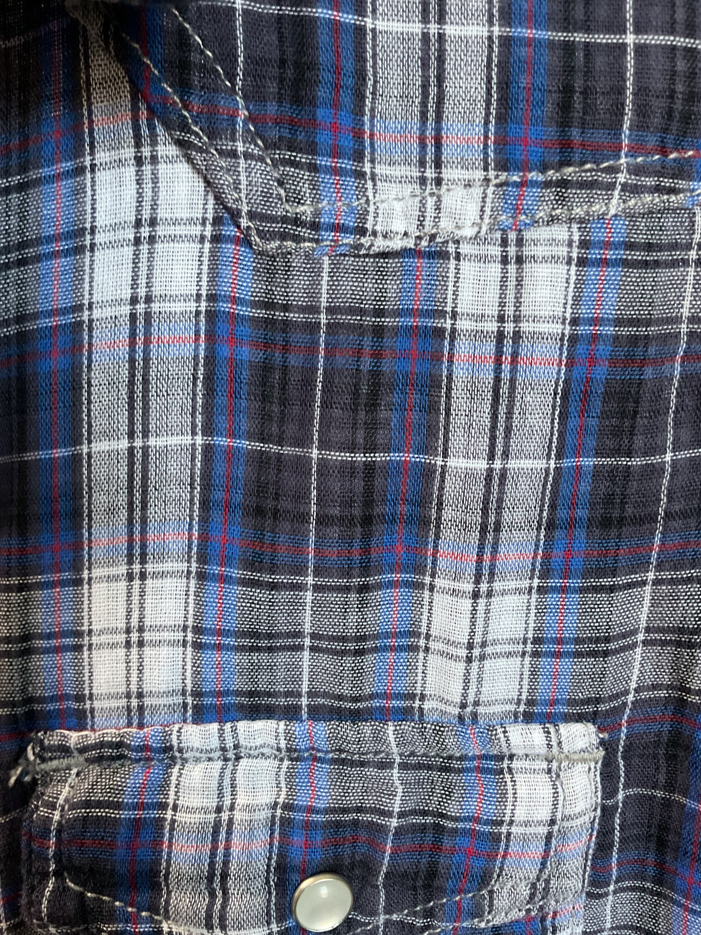 Vanilla Star Women’s Double Fabric Button Down Plaid  Shirt Size L