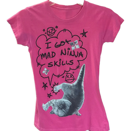 Ninja Cat Graphic Women’s T-shirt Size S