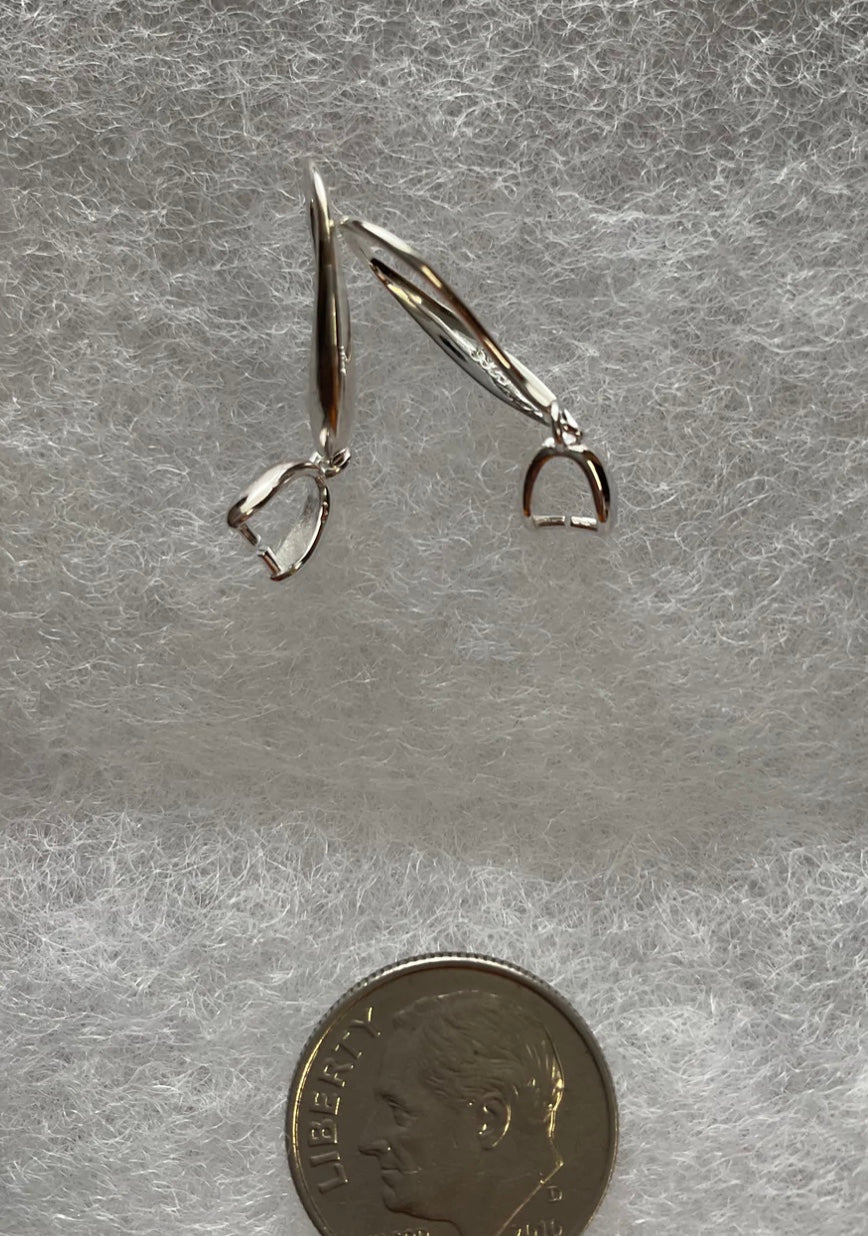 925 Sterling Silver Earrings/Bails 1 Inch Attached