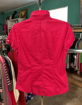 New York & Company Stretch Bright Pink Fitted Women’s Blouse Size S