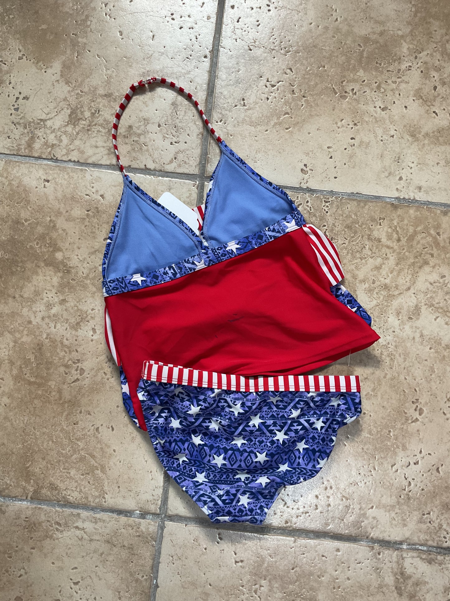 2 Piece Girls Patriotic Swimsuit Size L(10-12)