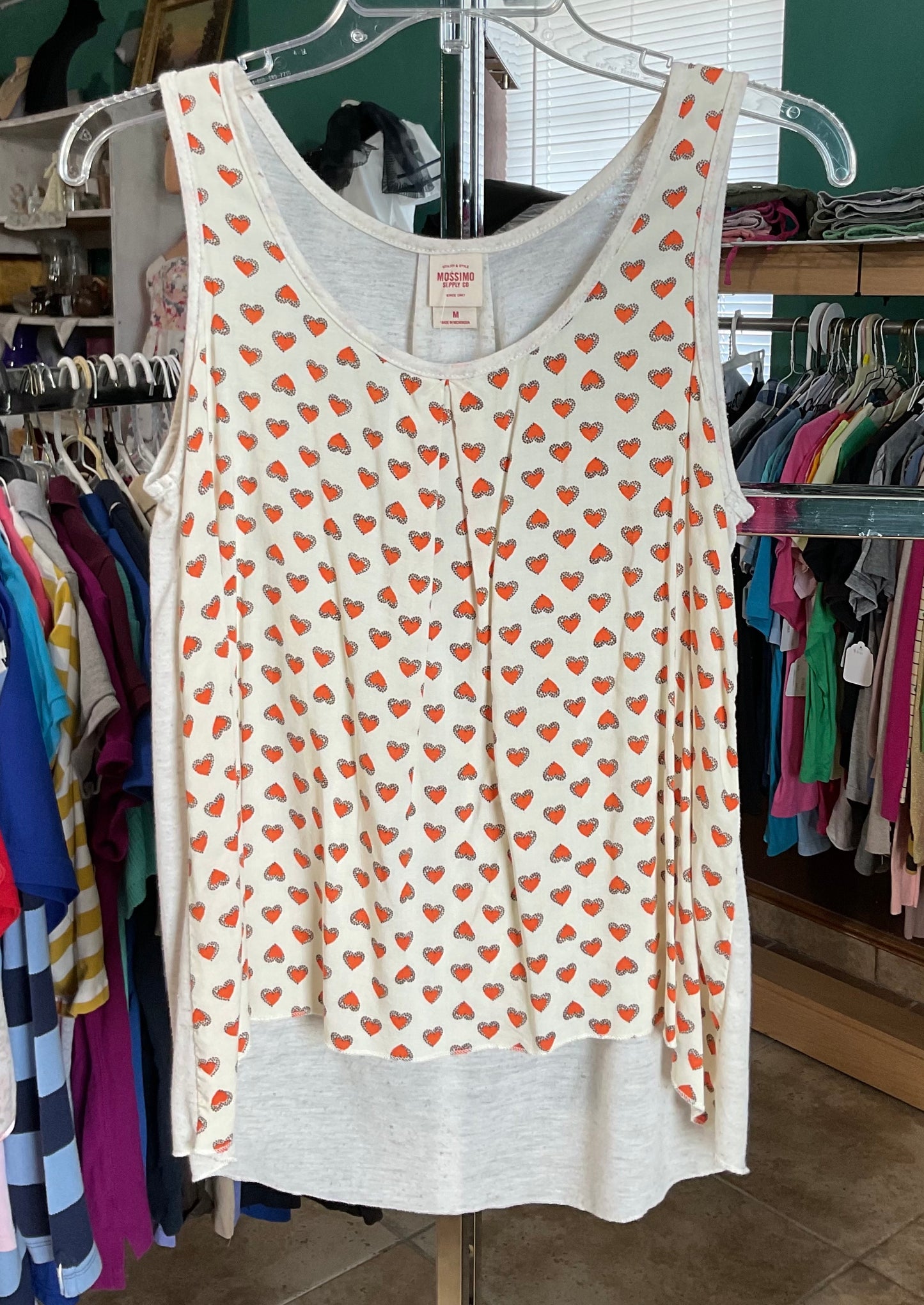 Mossimo Orange Hearts Sleveless Blouse Size M