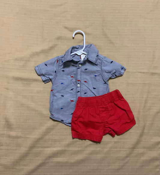 Carters Baby Boy Dress Shirt And Shorts Size 3 Months