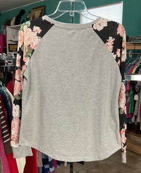 Shein Gray & Flowers Women’s Sweatshirt Size M