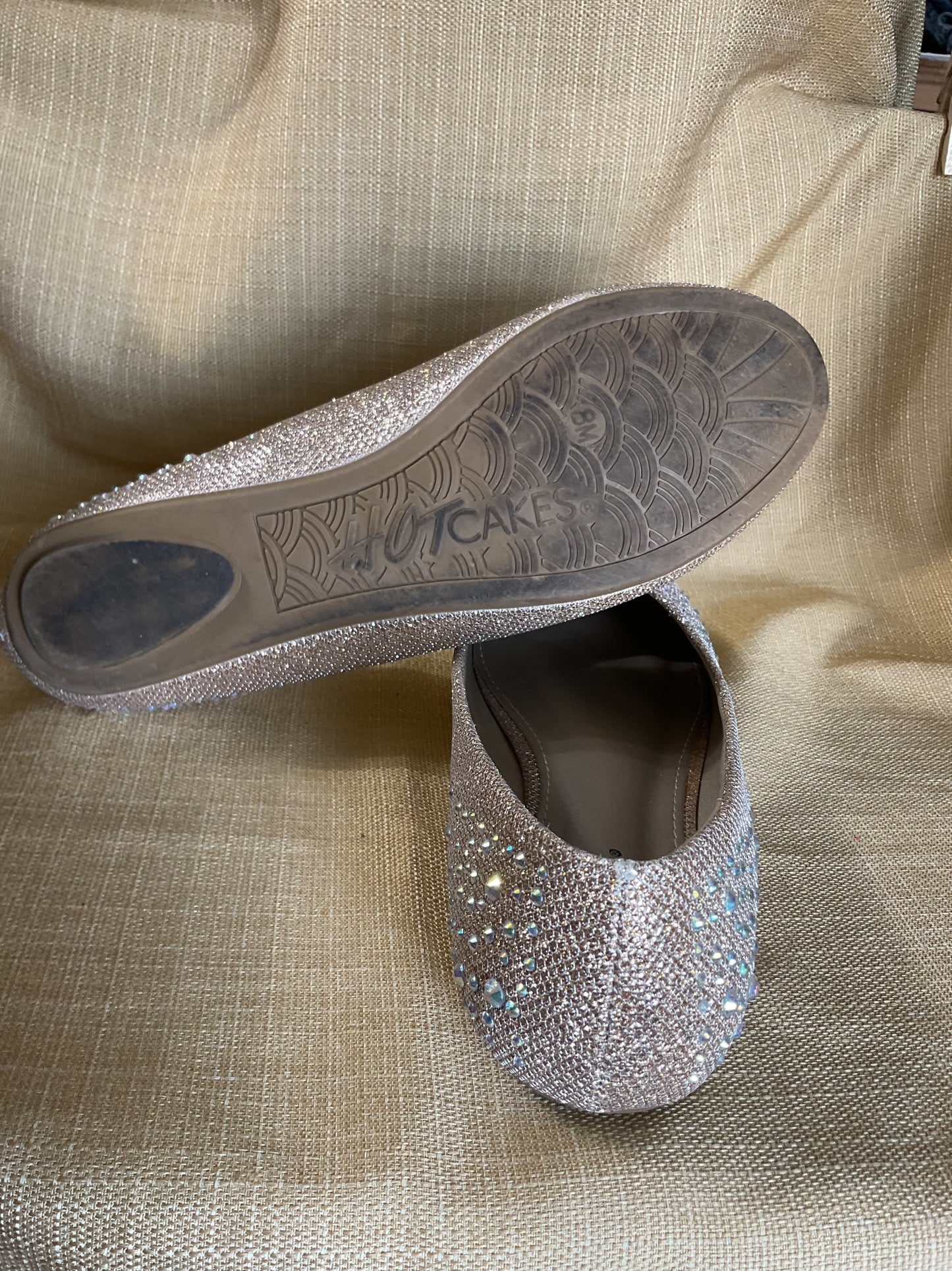 Hot Cakes Women’s Sparkling Evening Flat Shoes Size 8