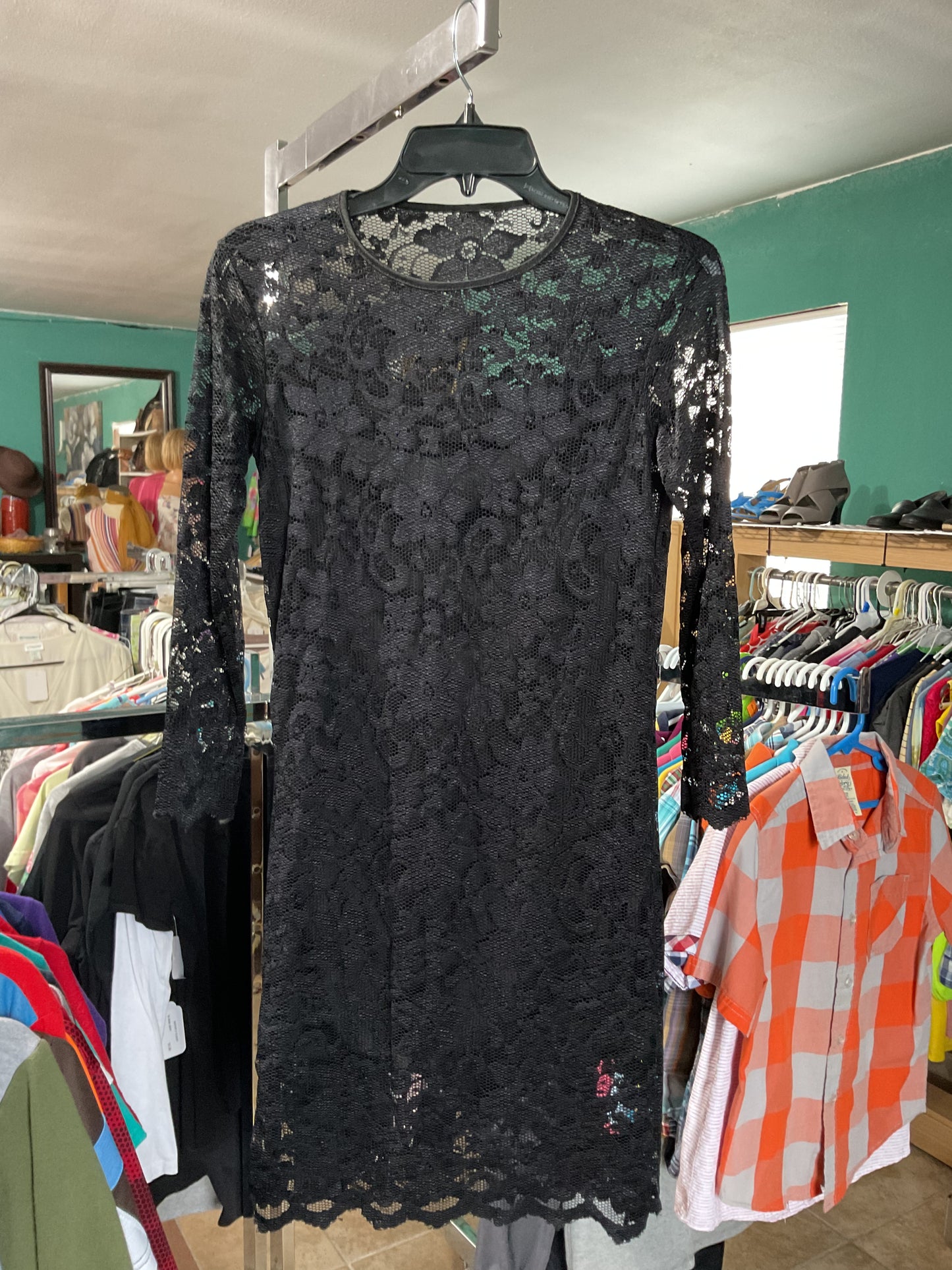 Misses Basic Lace Black Dress Size L