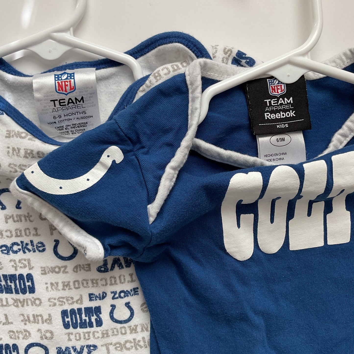 2 Piece NFL Colts Team Baby Boy Onesies Size 6-9M