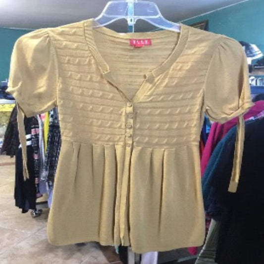 ELLE Mustard Color Knit Blouse Size S