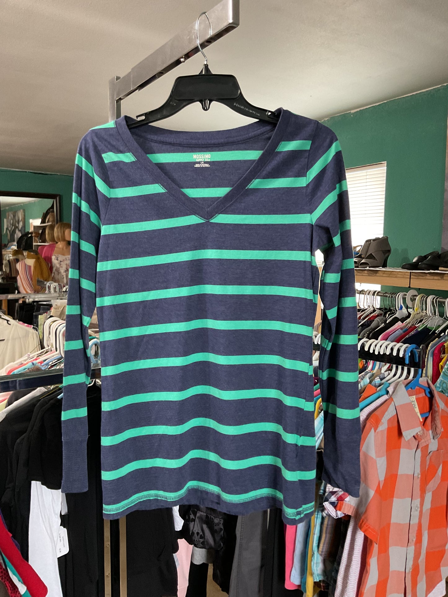 Long  Sleeve Mossimo Women’s Striped T-Shirt Size L