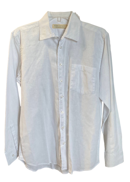 Island Republic Classic White Linen Button Down Shirt Size M