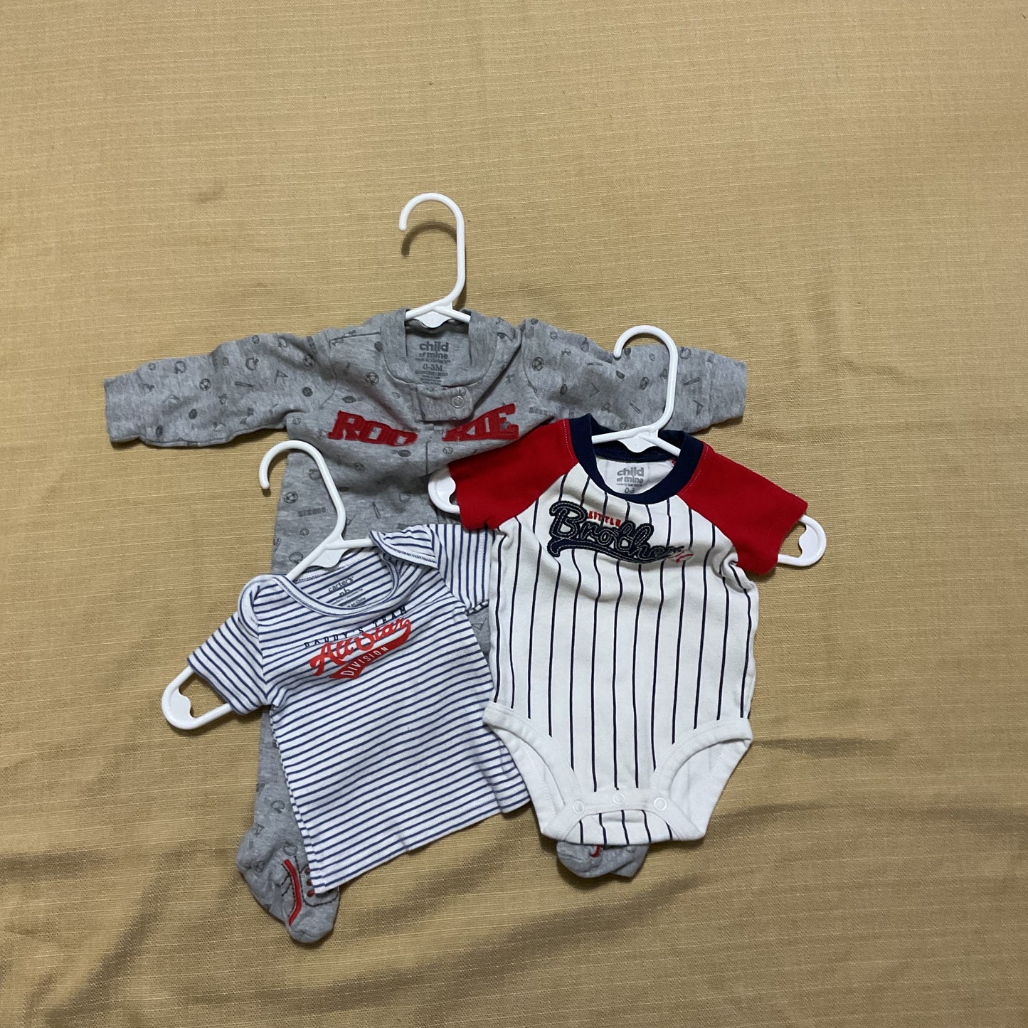 Baseball Themed 3 Piece Baby Boy Size 0-3 Months